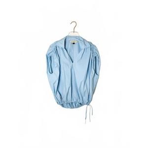 NEW KALLMEYER women's poplin stripe davis shirt in cerulean/white